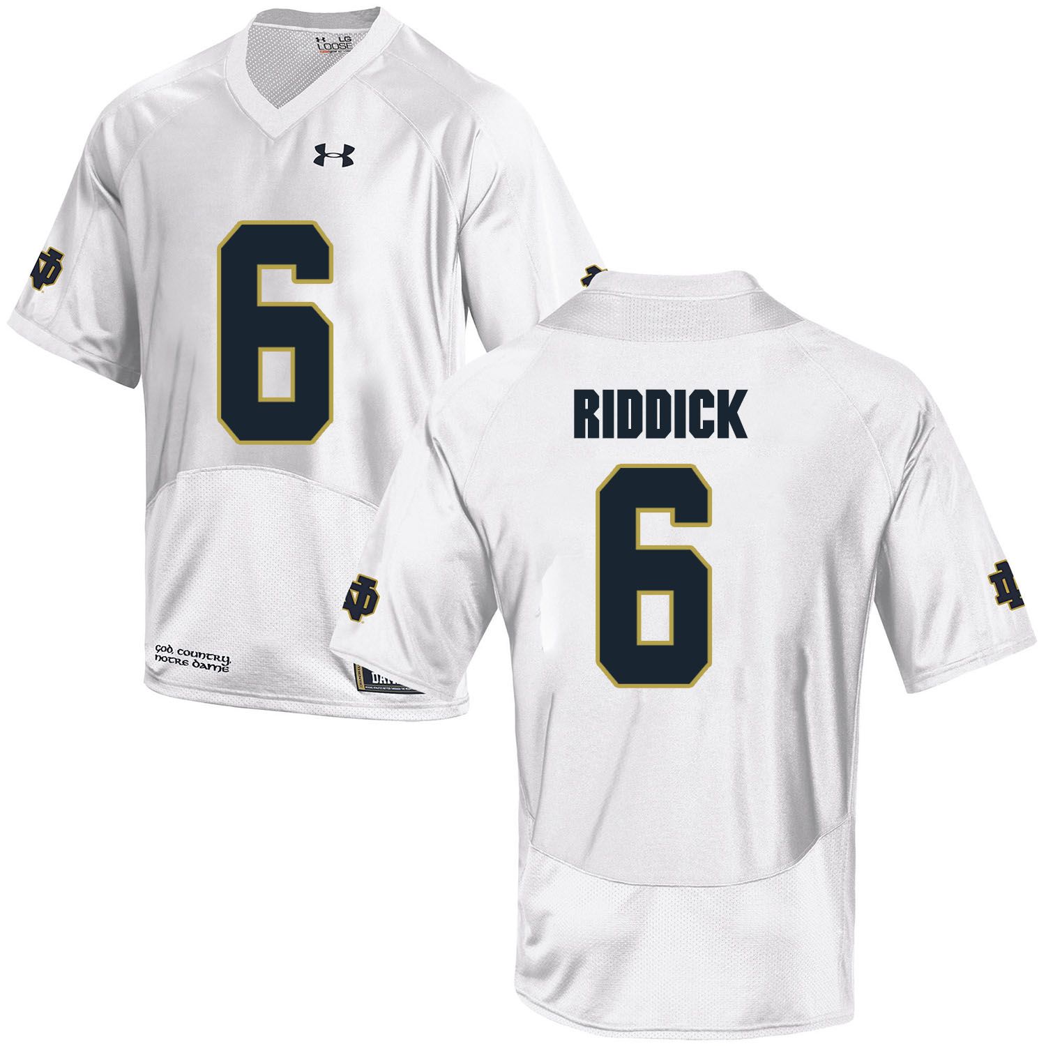 Men Norte Dame Fighting Irish #6 Riddick White Customized NCAA Jerseys